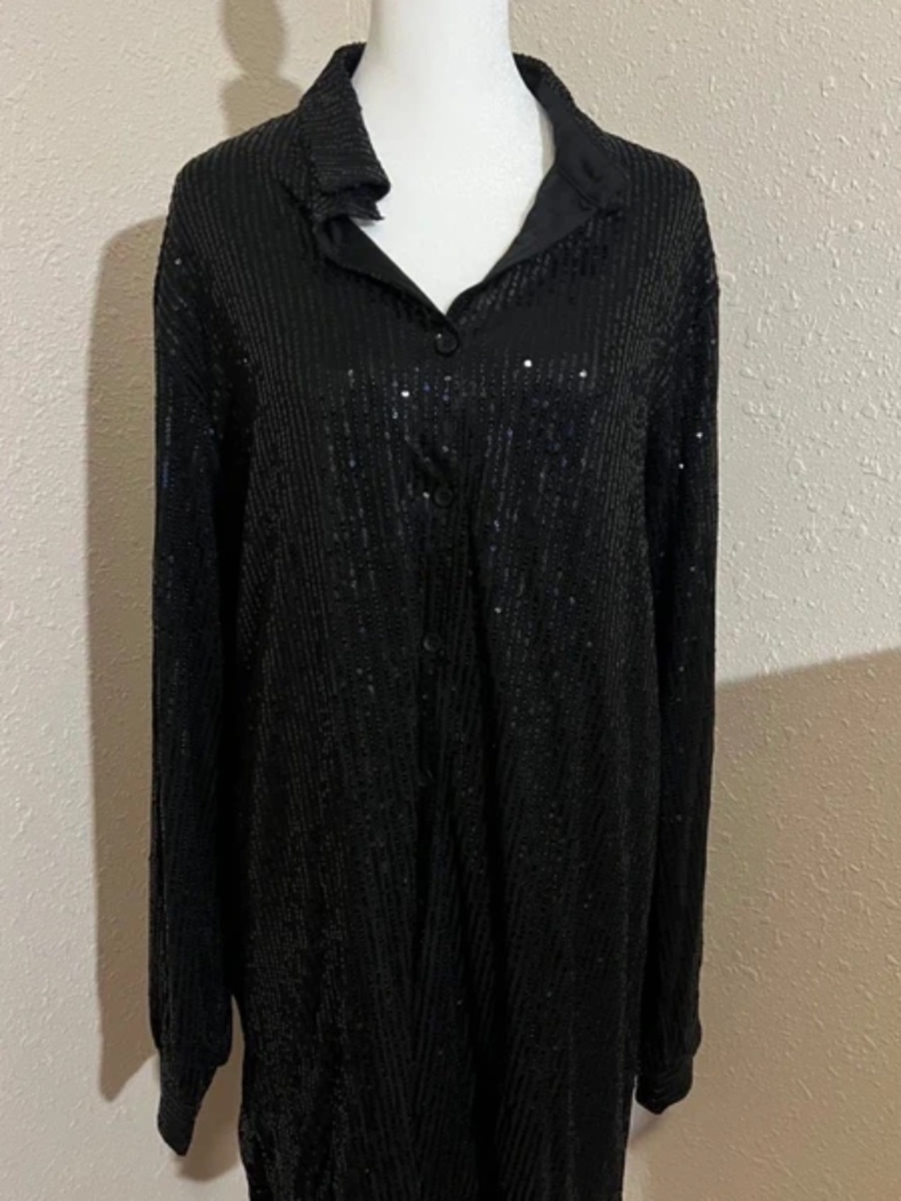 X Plus Wear Sequin Button-Front Shirt | Size 2XL